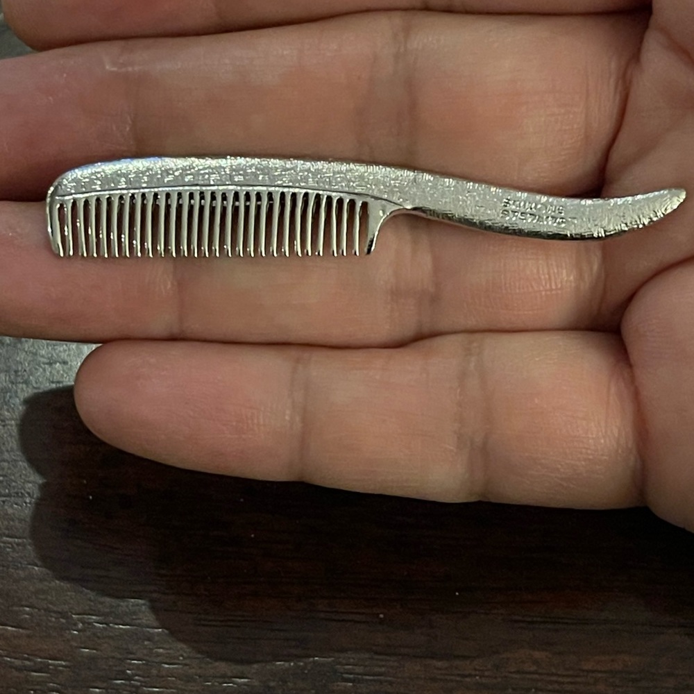 Antique solid sterling silver eyebrow beard comb - Picture 8 of 9